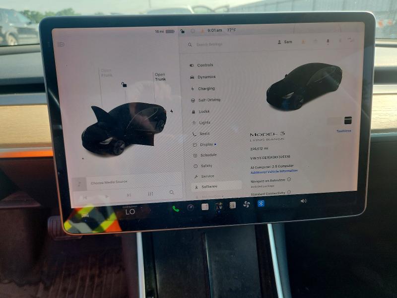 Photo 9 from auction – 2019 TESLA MODEL 3 with VIN 5YJ3E1EA5KF325138