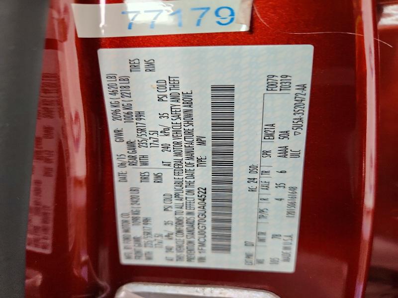 Photo 14 from auction – 2016 FORD ESCAPE with VIN 1FMCU0G70GUA04522