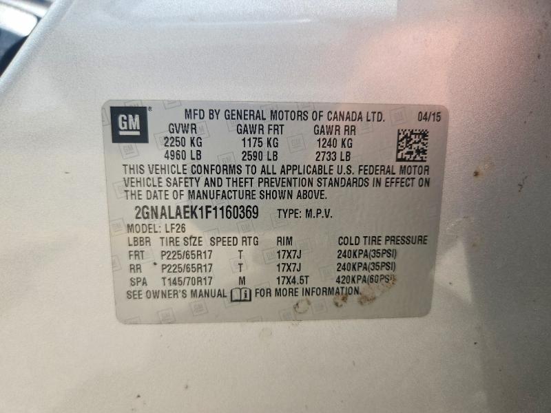 Photo 14 from auction – 2015 CHEVROLET EQUINOX with VIN 2GNALAEK1F1160369