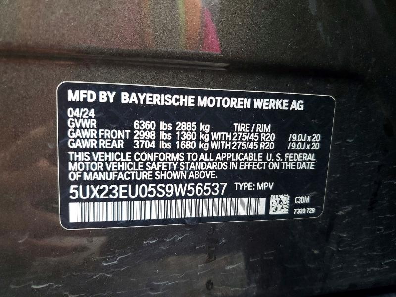 Photo 14 from auction – 2025 BMW X5 with VIN 5UX23EU05S9W56537