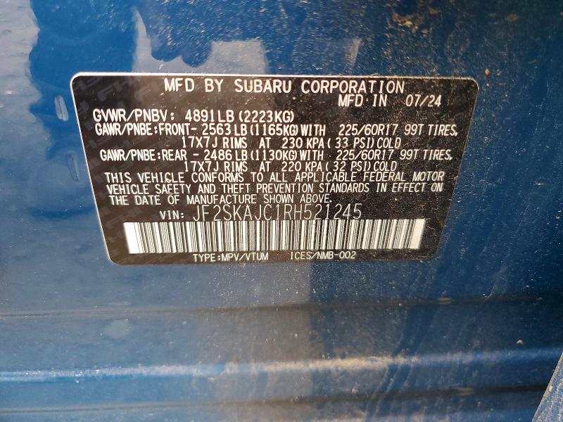 Photo 14 from auction – 2024 SUBARU FORESTER with VIN JF2SKAJC1RH521245