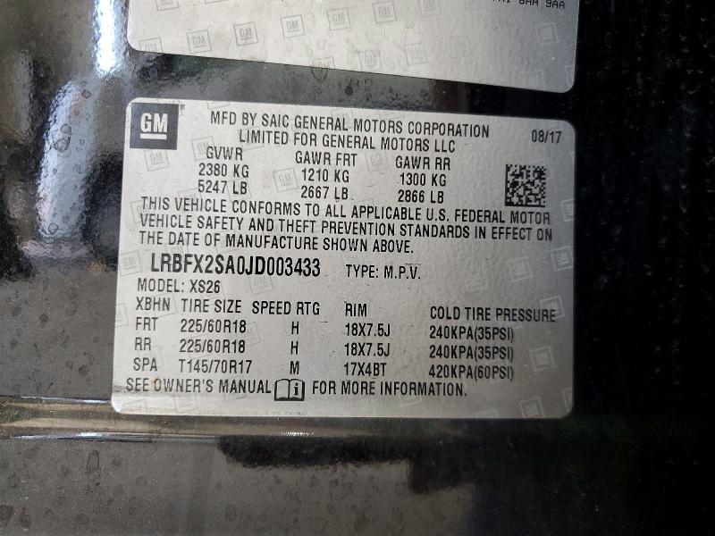 Photo 14 from auction – 2018 BUICK ENVISION with VIN LRBFX2SA0JD003433