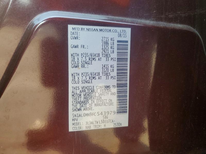 Photo 14 from auction – 2015 INFINITI QX60 with VIN 5N1AL0MN9FC543979
