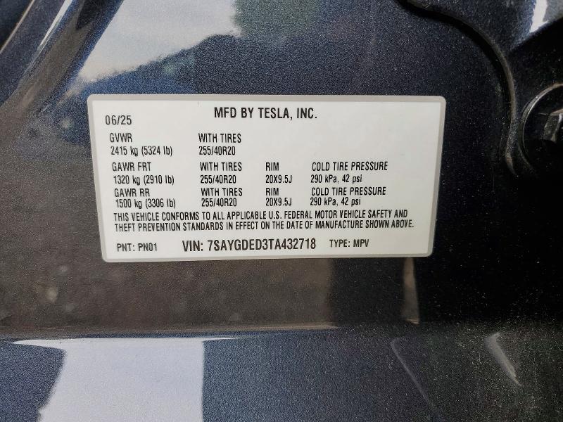 Снимка 14 от търг – 2026 TESLA MODEL Y с VIN 7SAYGDED3TA432718
