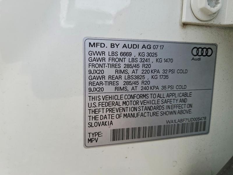 Photo 14 from auction – 2018 AUDI Q7 with VIN WA1LABF71JD005478