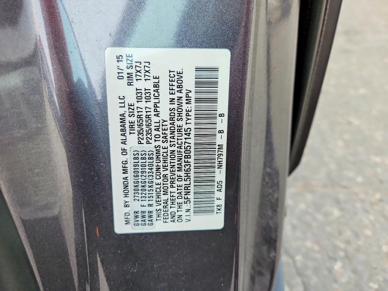 Photo 14 from auction – 2015 HONDA ODYSSEY with VIN 5FNRL5H63FB057145