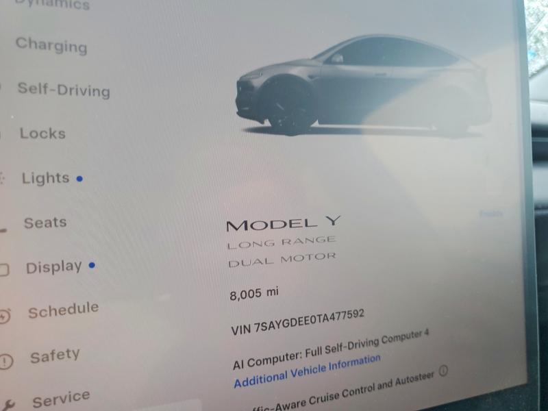 Photo 9 from auction – 2026 TESLA MODEL Y with VIN 7SAYGDEE0TA477592
