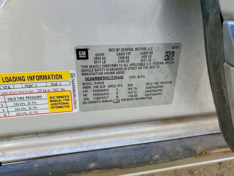 Photo 14 from auction – 2016 BUICK ENCLAVE with VIN 5GAKRBKD0GJ326445