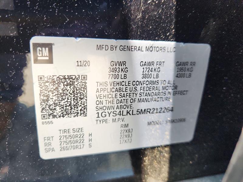 Photo 14 from auction – 2021 CADILLAC ESCALADE with VIN 1GYS4LKL5MR212264