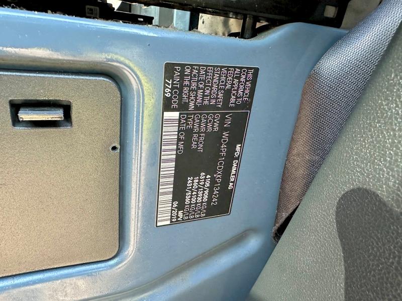 Photo 10 from auction – 2019 MERCEDES-BENZ SPRINTER with VIN WD4PF1CDXKP134242