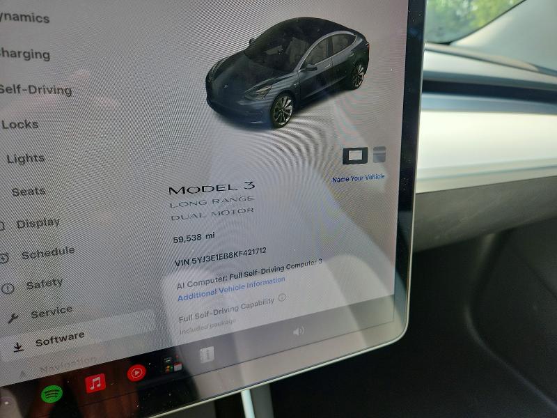 Photo 9 from auction – 2019 TESLA MODEL 3 with VIN 5YJ3E1EB8KF421712
