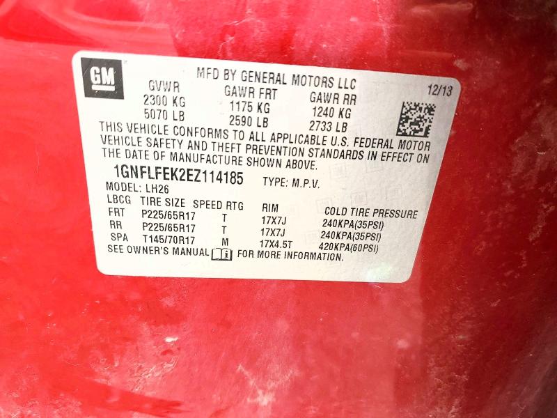 Photo 14 from auction – 2014 CHEVROLET EQUINOX with VIN 1GNFLFEK2EZ114185