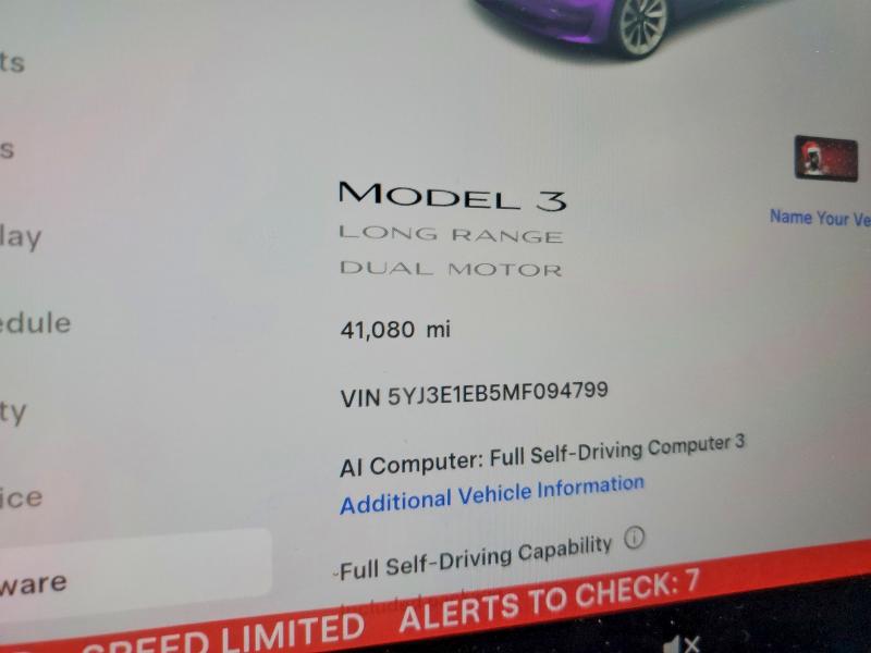 Снимка 9 от търг – 2021 TESLA MODEL 3 с VIN 5YJ3E1EB5MF094799