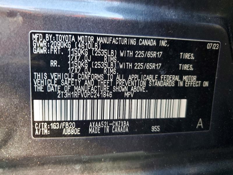 Photo 14 from auction – 2023 TOYOTA RAV4 with VIN 2T3H1RFV0PC241846