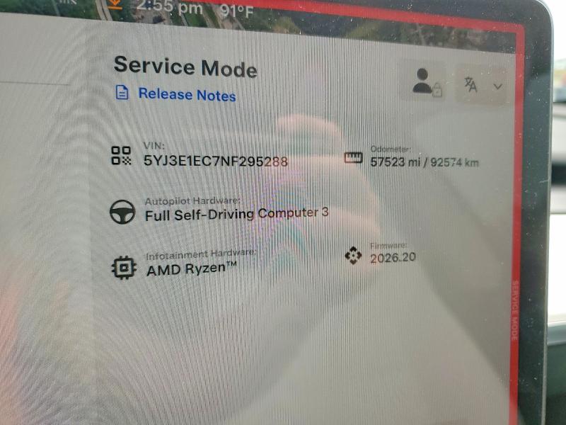 Photo 9 from auction – 2022 TESLA MODEL 3 with VIN 5YJ3E1EC7NF295288