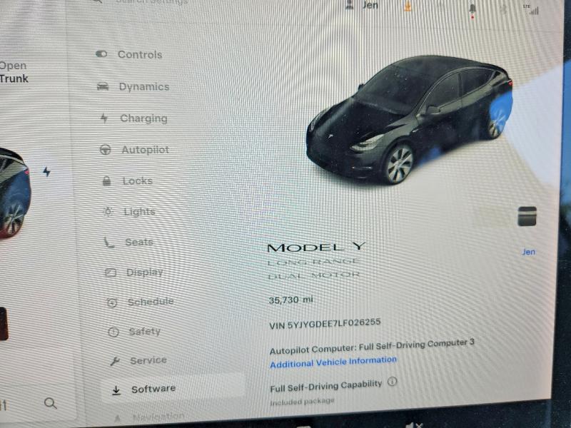 Photo 9 from auction – 2020 TESLA MODEL Y with VIN 5YJYGDEE7LF026255