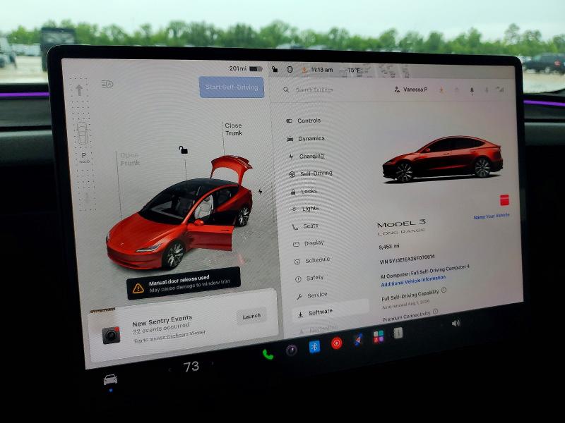Photo 9 from auction – 2025 TESLA MODEL 3 with VIN 5YJ3E1EA3SF076614