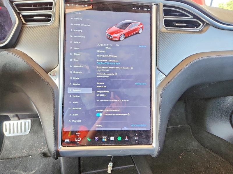 Photo 9 from auction – 2015 TESLA MODEL S with VIN 5YJSA1H1XFFP70645