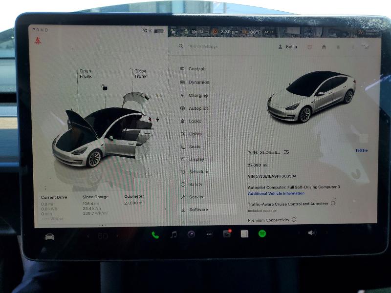 Photo 9 from auction – 2023 TESLA MODEL 3 with VIN 5YJ3E1EA9PF383504