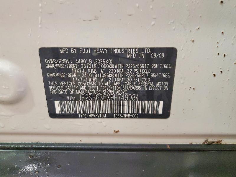 Photo 14 from auction – 2009 SUBARU FORESTER with VIN JF2SH636X9H749084