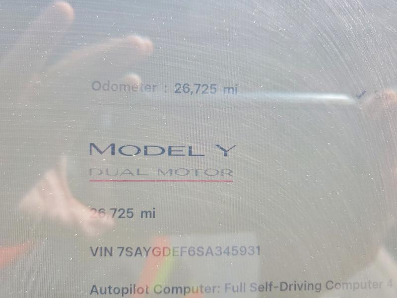 Photo 9 from auction – 2025 TESLA MODEL Y with VIN 7SAYGDEF6SA345931