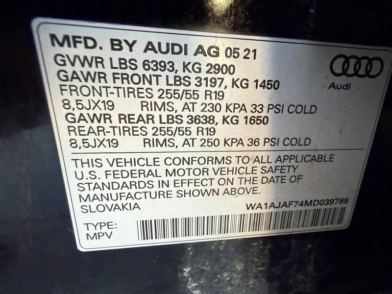 Photo 12 from auction – 2021 AUDI Q7 with VIN WA1AJAF74MD039789