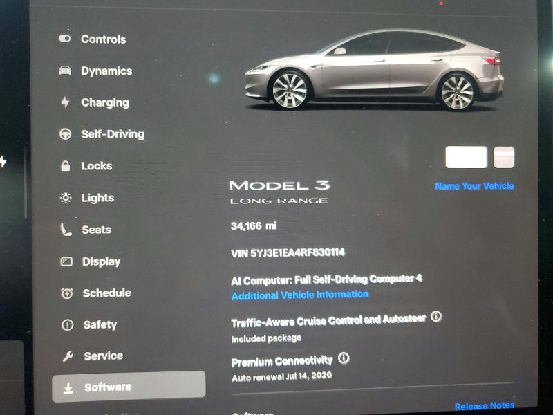 Photo 9 from auction – 2024 TESLA MODEL 3 with VIN 5YJ3E1EA4RF830114