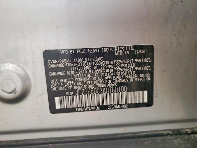 Photo 14 from auction – 2010 SUBARU FORESTER with VIN JF2SH6DC3AH760100