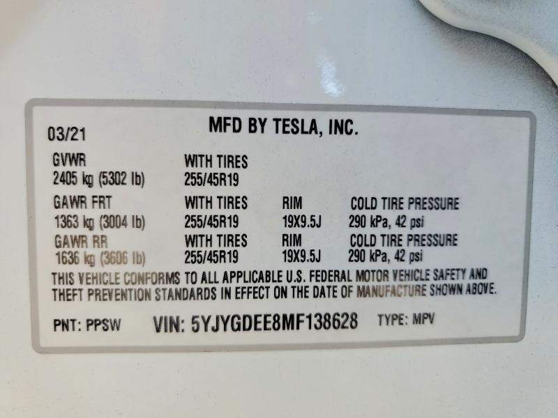 Фото 14 с аукциона – 2021 TESLA MODEL Y с VIN 5YJYGDEE8MF138628