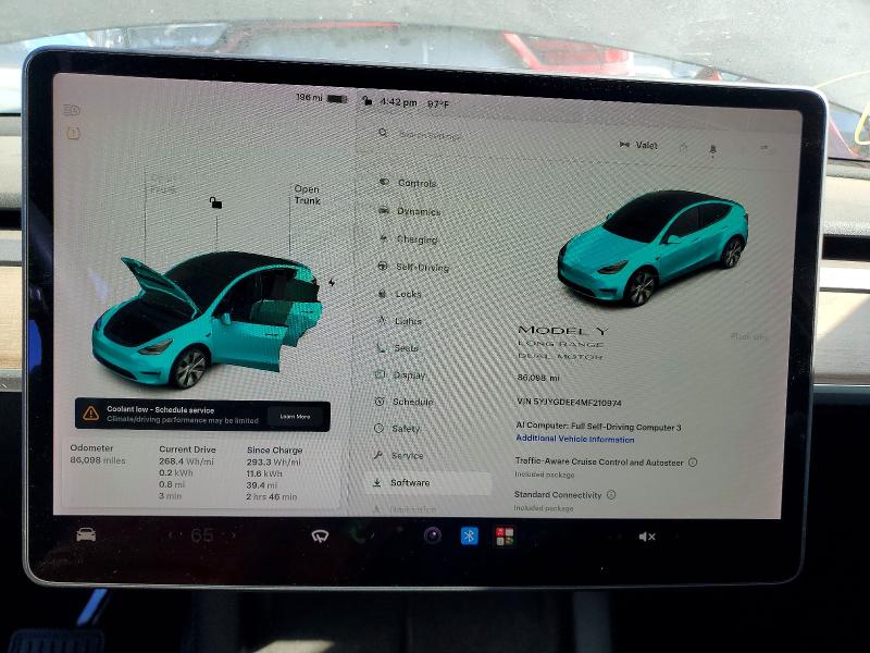 Photo 9 from auction – 2021 TESLA MODEL Y with VIN 5YJYGDEE4MF210974