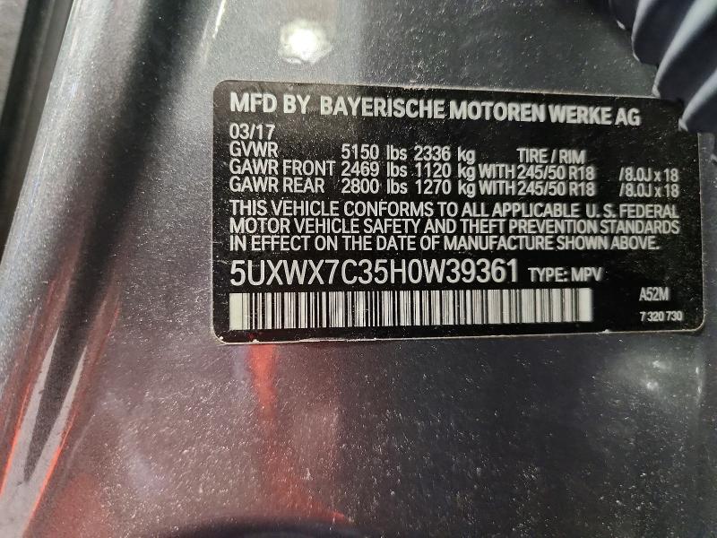 Photo 14 from auction – 2017 BMW X3 with VIN 5UXWX7C35H0W39361