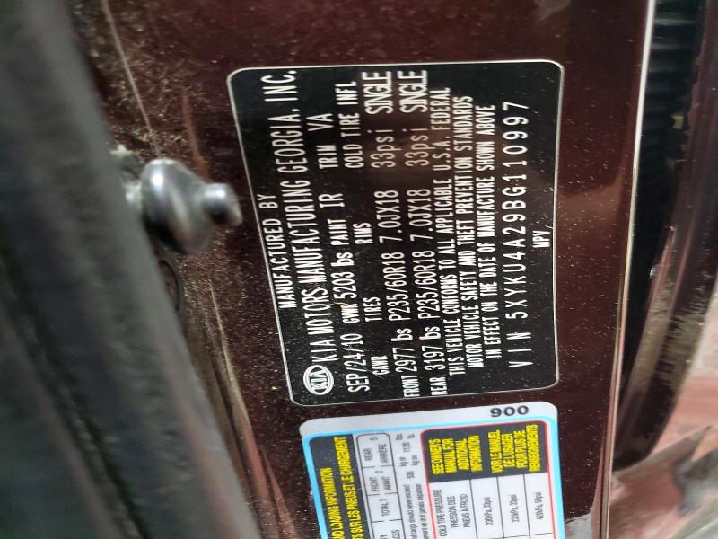 Photo 14 from auction – 2011 KIA SORENTO with VIN 5XYKU4A29BG110997