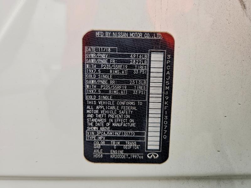 Photo 14 from auction – 2019 INFINITI QX50 with VIN 3PCAJ5M19KF130770