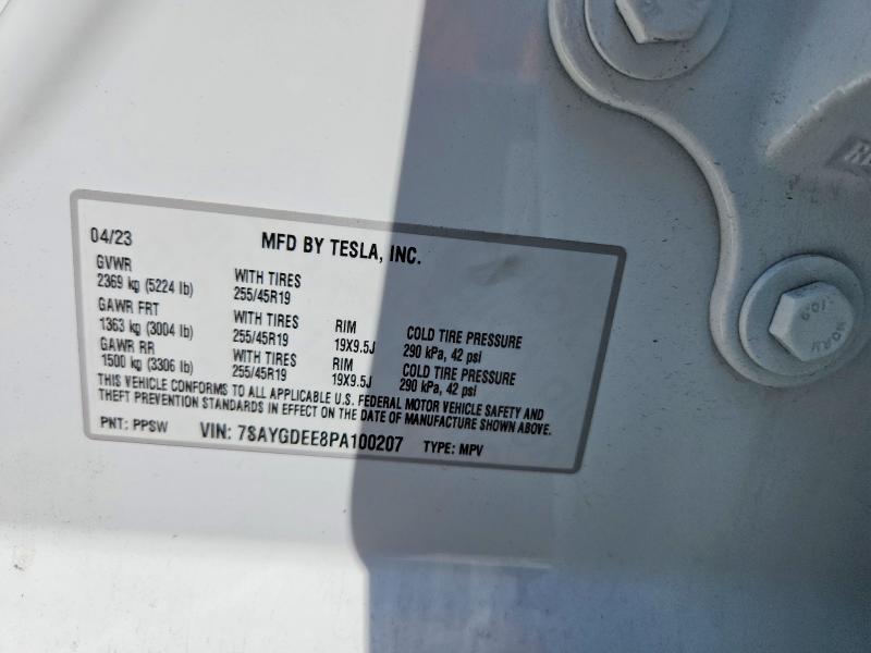 Photo 14 from auction – 2023 TESLA MODEL  Y with VIN 7SAYGDEE8PA100207
