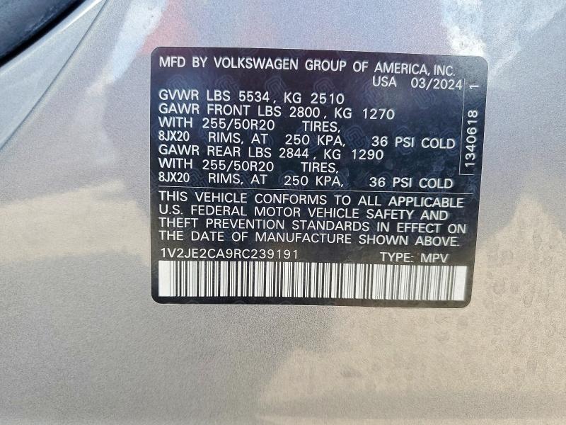 Photo 14 from auction – 2024 VOLKSWAGEN ATLAS CROSS SPORT with VIN 1V2JE2CA9RC239191
