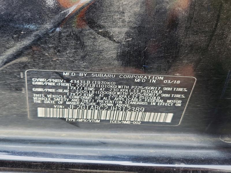 Photo 14 from auction – 2018 SUBARU CROSSTREK with VIN JF2GTABC2JH312389