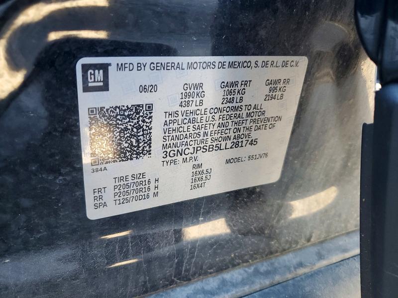 Фото 14 с аукциона – 2020 CHEVROLET TRAX с VIN 3GNCJPSB5LL281745