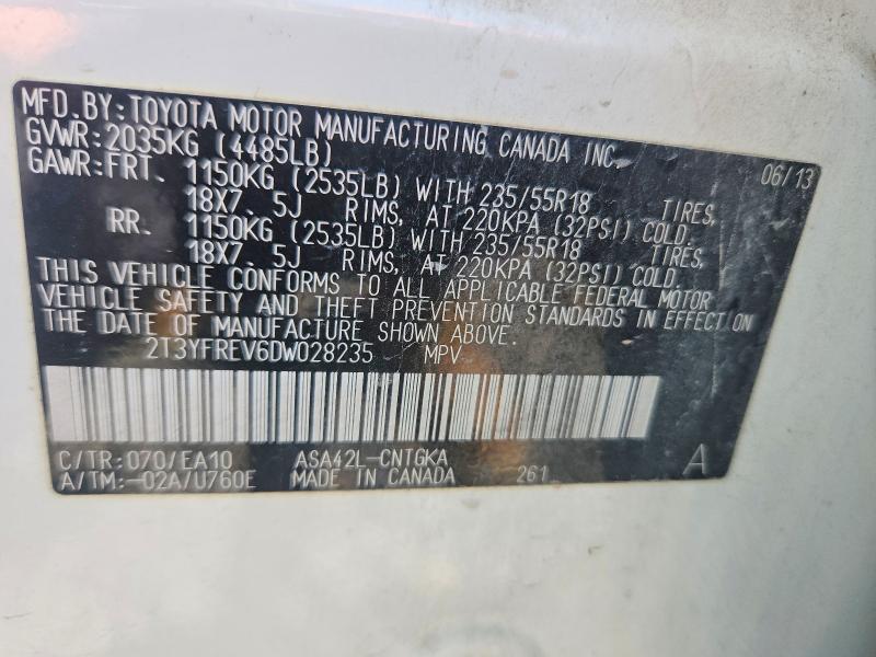 Photo 14 from auction – 2013 TOYOTA RAV4 with VIN 2T3YFREV6DW028235