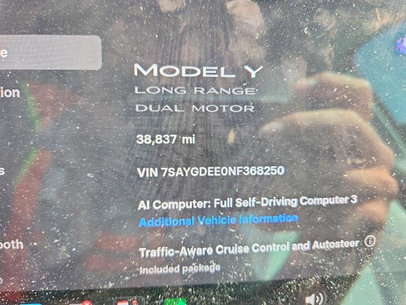 Photo 9 from auction – 2022 TESLA MODEL Y with VIN 7SAYGDEE0NF368250