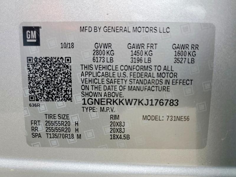 Photo 14 from auction – 2019 CHEVROLET TRAVERSE with VIN 1GNERKKW7KJ176783