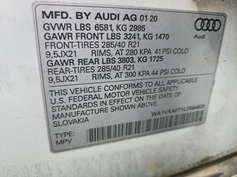 Photo 14 from auction – 2020 AUDI Q7 with VIN WA1VXAF71LD004920