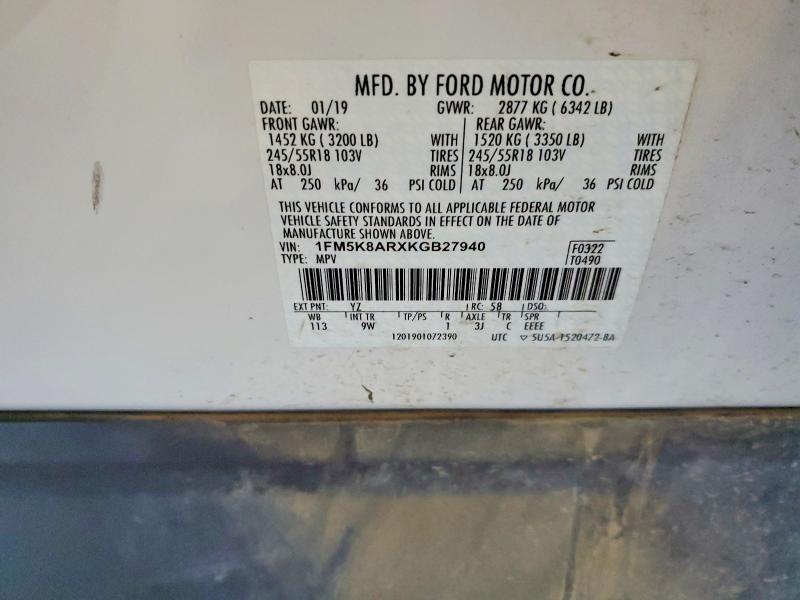 Photo 14 from auction – 2019 FORD EXPLORER with VIN 1FM5K8ARXKGB27940