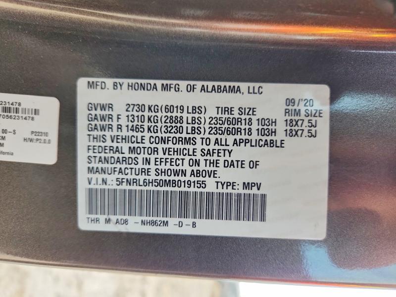 Zdjęcie 14 z aukcji – 2021 HONDA ODYSSEY z VIN 5FNRL6H50MB019155
