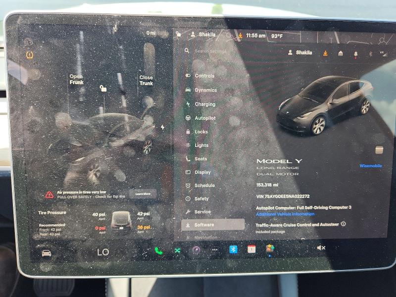 Photo 9 from auction – 2022 TESLA MODEL Y with VIN 7SAYGDEE5NA022272