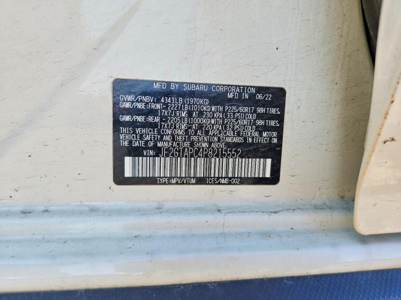 Photo 14 from auction – 2023 SUBARU CROSSTREK with VIN JF2GTAPC4P8215552