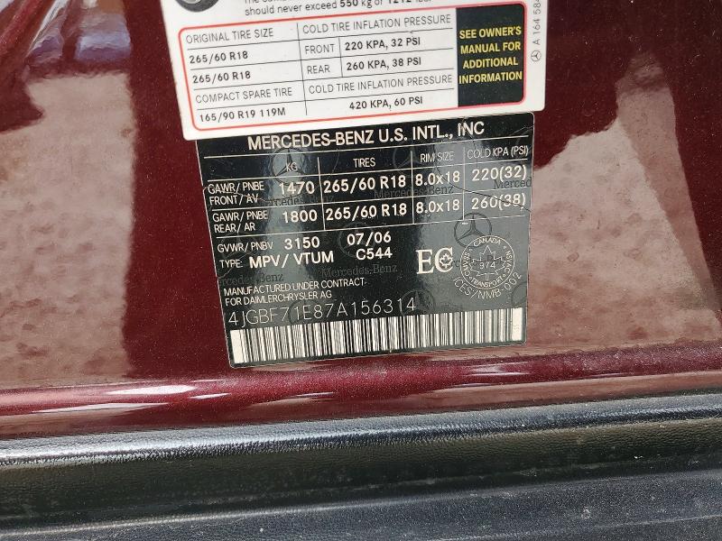 Photo 14 from auction – 2007 MERCEDES-BENZ GL with VIN 4JGBF71E87A156314