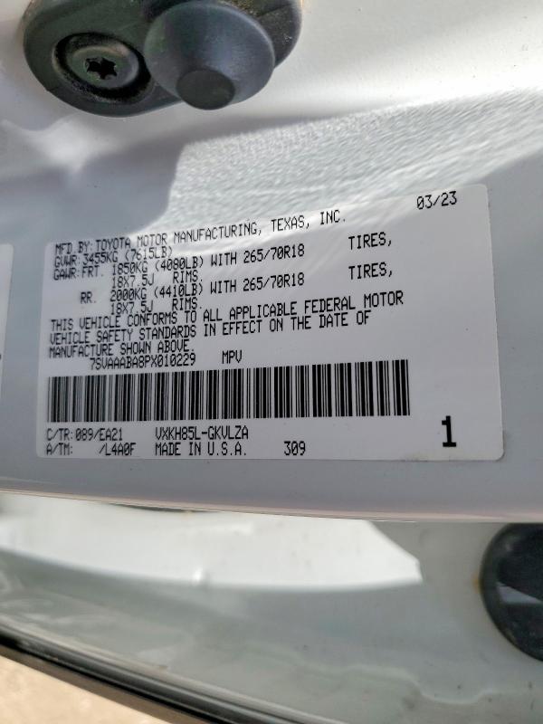 Photo 14 from auction – 2023 TOYOTA SEQUOIA with VIN 7SVAAABA8PX010229