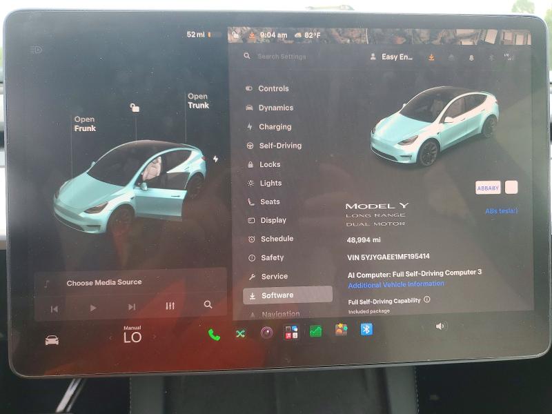 Photo 9 from auction – 2021 TESLA MODEL Y with VIN 5YJYGAEE1MF195414