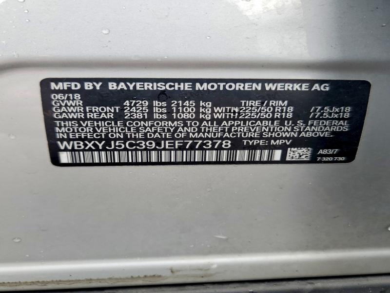 Photo 14 from auction – 2018 BMW X2 with VIN WBXYJ5C39JEF77378