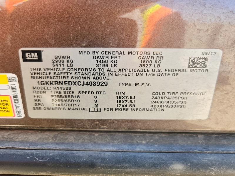 Photo 14 from auction – 2012 GMC ACADIA with VIN 1GKKRNEDXCJ403929